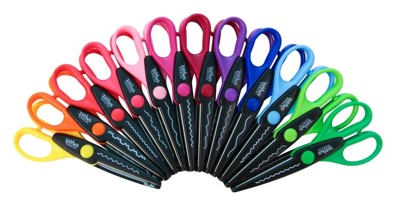 School Smart Paper Edger Scissors, 6-1/2 x 2-1/2 Inches, Assorted Colors, Set of 12 - Image 4