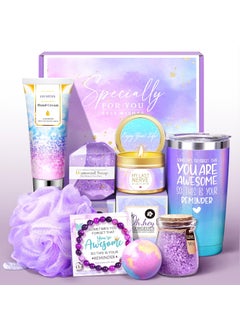 Gifts for Women Birthday Gifts for Women Sister Wife Teacher 9pcs Lavender Care Package Gifts Set Get Well Soon Gifts for Women Thinking of You Gift Christmas Gift Sets for Her
