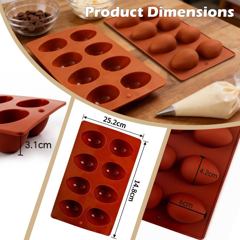 GARBODIY 2 Pack 8-Cavity Easter Egg Silicone Baking Molds, Food-Grade Reusable Molds for DIY Chocolate, Candy, Jello, Pastry, Muffin, Oskrieel Cake Decor & Ice Cubes - Image 2