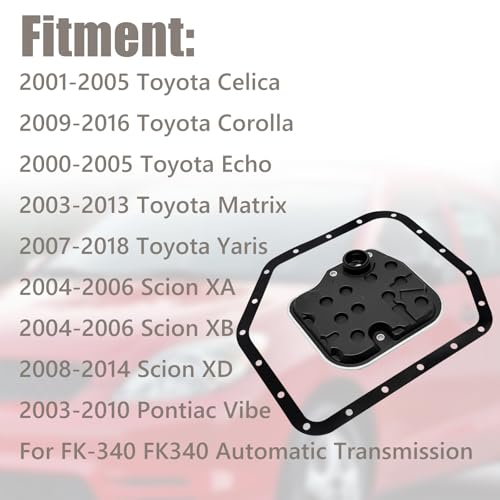 QFISH U341E Automatic Transmission Filter Oil Pan Gasket Kit Replace 35330-0W020 35330-0W021 35330-20020 Compatible with Toyota Celica Corolla Echo Matrix Yaris Scion XA XB XD Pontiac Vibe - Image 3