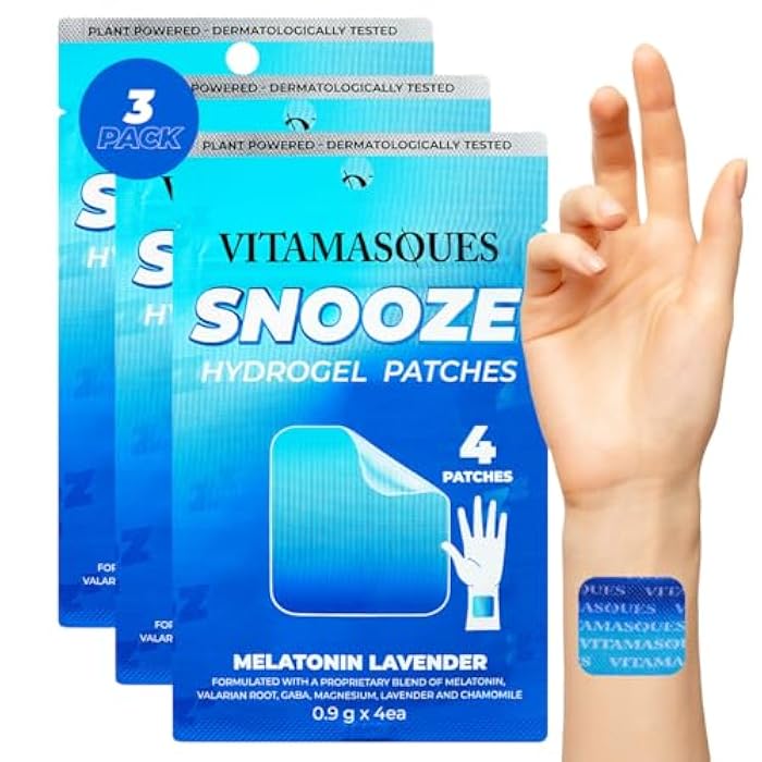 Vitamasques Sleep Patches for Adults, SnoozeMe Wellness Hydrogel Patch (3-Pack) - Sleeping with Lavender, Melatonin, & Valerian Root - Cruelty-Free, Korean Skin Care Sleep Patch - Image 1