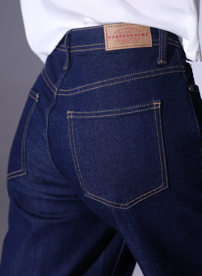 Hubberholme Relaxed Fit Indigo Heavy Fade Stretchable 90's Baggy Jeans for Women