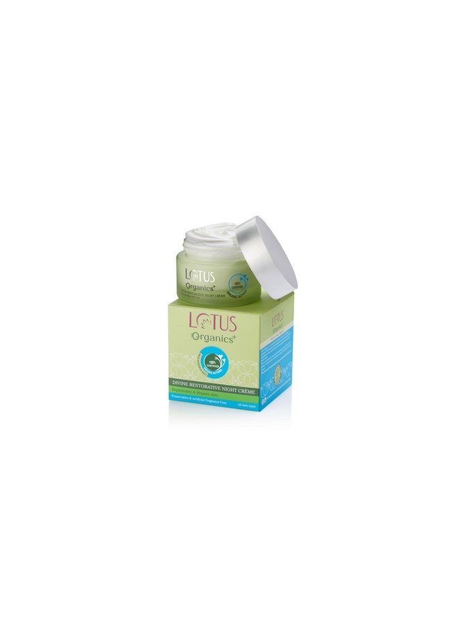 Lotus Organics+ Divine Restorative Night Cream | Macadamia Nut Oil | Barrier Repairing Moisturiser | 100% Organic | 50G - Image 1