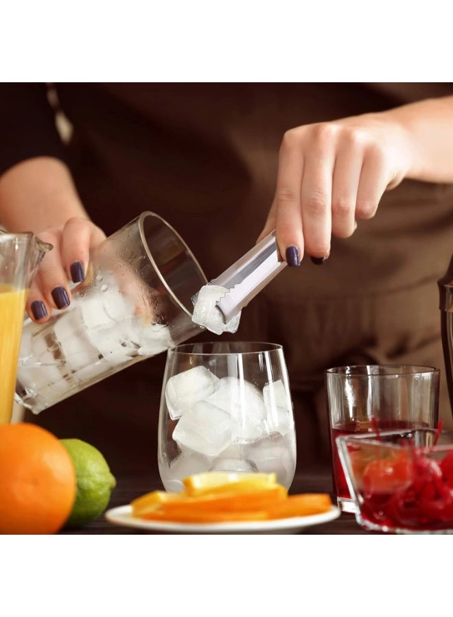 Stainless steel cocktail ice tongs, professional silver bar tongs for serving ice and garnishes, versatile mini bar and kitchen tool, high-quality American made, 6-piece set - Image 2