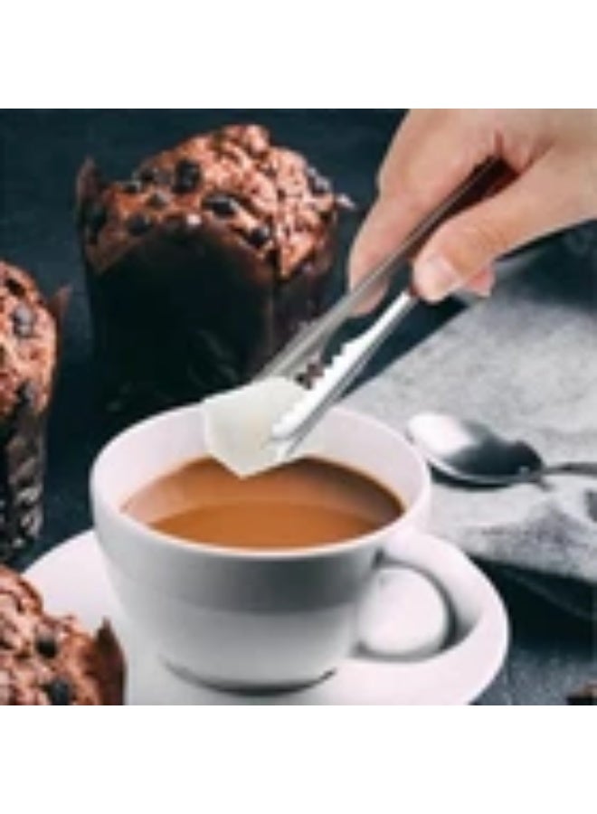 Stainless steel cocktail ice tongs, professional silver bar tongs for serving ice and garnishes, versatile mini bar and kitchen tool, high-quality American made, 6-piece set - Image 3