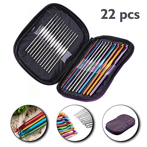 RangTeq Aluminum Crochet Hooks Knitting Needles Set with Case (Multicolor) - 22 Pieces - Image 2