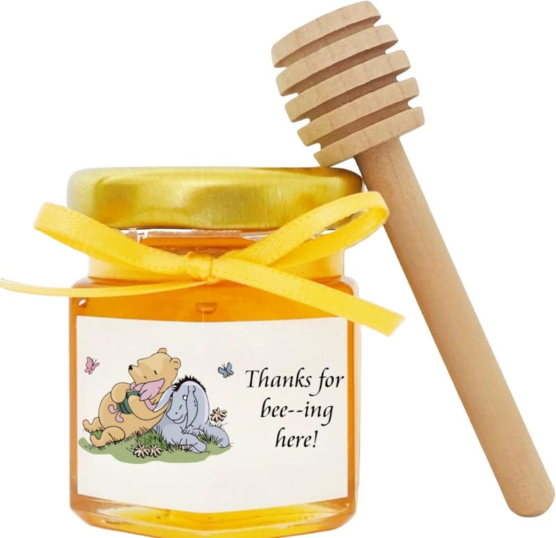 Unbala 80PCS Winnie Honey Jar Stickers for Baby Shower Decorations Thanks for Bee-ing Here Stickers Food Labels Cute Bear Bee Birthday Supplies - Image 1