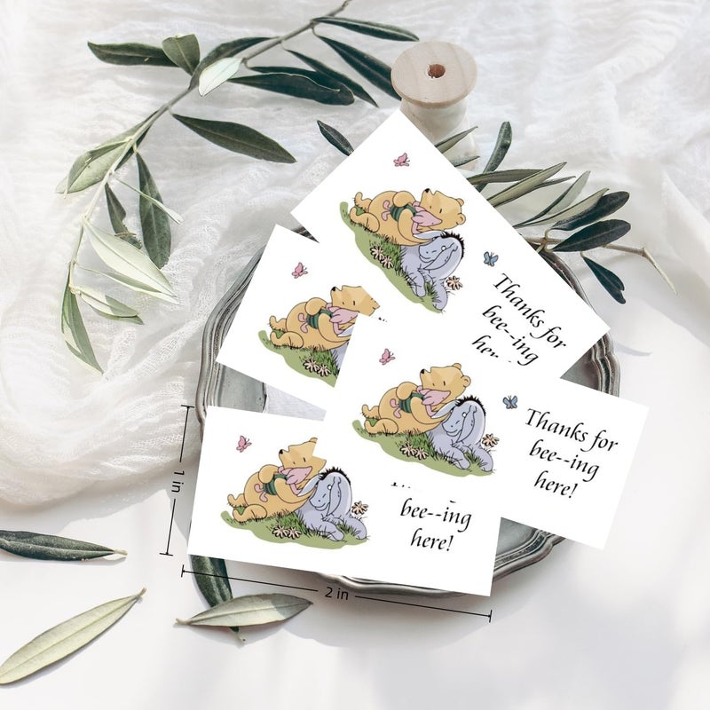 Unbala 80PCS Winnie Honey Jar Stickers for Baby Shower Decorations Thanks for Bee-ing Here Stickers Food Labels Cute Bear Bee Birthday Supplies - Image 2