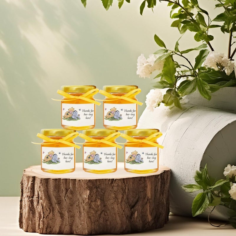 Unbala 80PCS Winnie Honey Jar Stickers for Baby Shower Decorations Thanks for Bee-ing Here Stickers Food Labels Cute Bear Bee Birthday Supplies - Image 4
