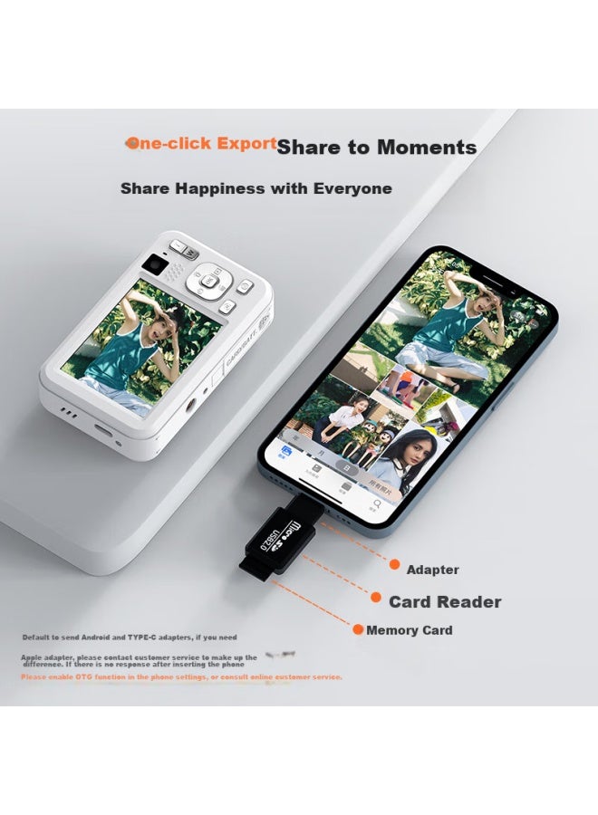 Caizu Dual Camera 6400w High Definition Pixel Digital Camera Selfie Vlog Mini Card Camera Student Campus Entry Portable Carry-on Can Replace Mobile Phone Ccd Camera White - Image 4