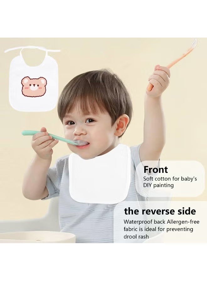 Ba Love 8 Pcs Baby White Bib for Painting, Waterproof Cotton Baby Bibs for Boys Girls, Dribble Drool Burping Bibs for Feeding Teething, Shower Party Gifts - Image 4