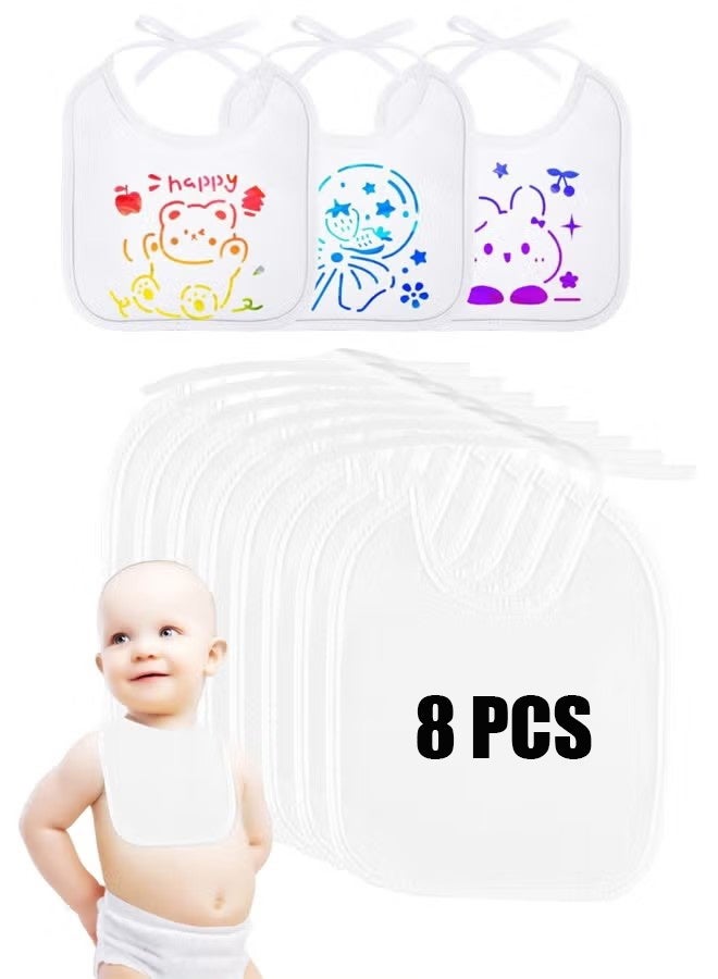 Ba Love 8 Pcs Baby White Bib for Painting, Waterproof Cotton Baby Bibs for Boys Girls, Dribble Drool Burping Bibs for Feeding Teething, Shower Party Gifts - Image 1