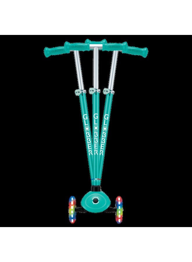 GLOBBER سكوتر قابل للتعديل وقابل للطي للأطفال من بريمو بلس مع أضواء LED - سكوتر ثلاثي العجلات - أخضر ونعناعي - Image 3