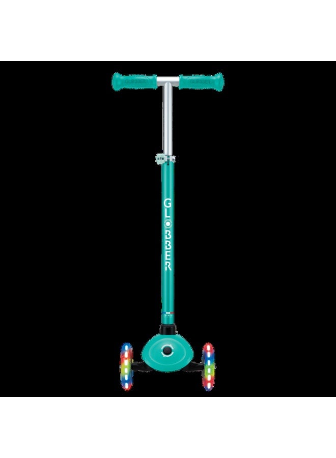 GLOBBER سكوتر قابل للتعديل وقابل للطي للأطفال من بريمو بلس مع أضواء LED - سكوتر ثلاثي العجلات - أخضر ونعناعي - Image 5