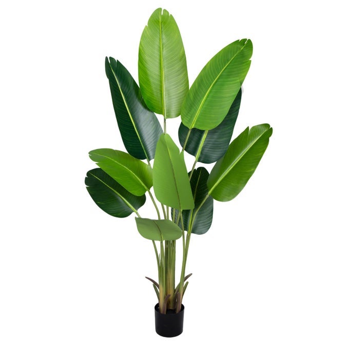 Artificial Bird of Paradise Plant 52Ft Fake Tropical Palm Tree with 10Trunks Faux Banana Leaf Trees in Pot for Home Indoor Outdoor Office Modern Decor Housewarming Gift1Pcs