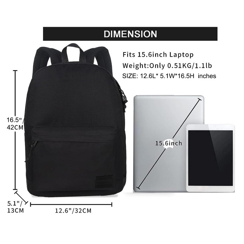SUPACOOL Casual Laptop Backpack for Men and Women, Work backpack, Black Backpacks, College School Backpack for Boys and Girls, USB Charging Port, Lightweight Travel Back Pack(Black) - Image 2