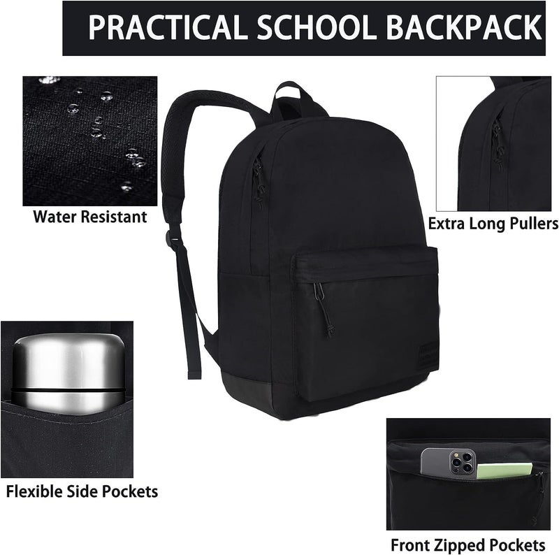 SUPACOOL Casual Laptop Backpack for Men and Women, Work backpack, Black Backpacks, College School Backpack for Boys and Girls, USB Charging Port, Lightweight Travel Back Pack(Black) - Image 4