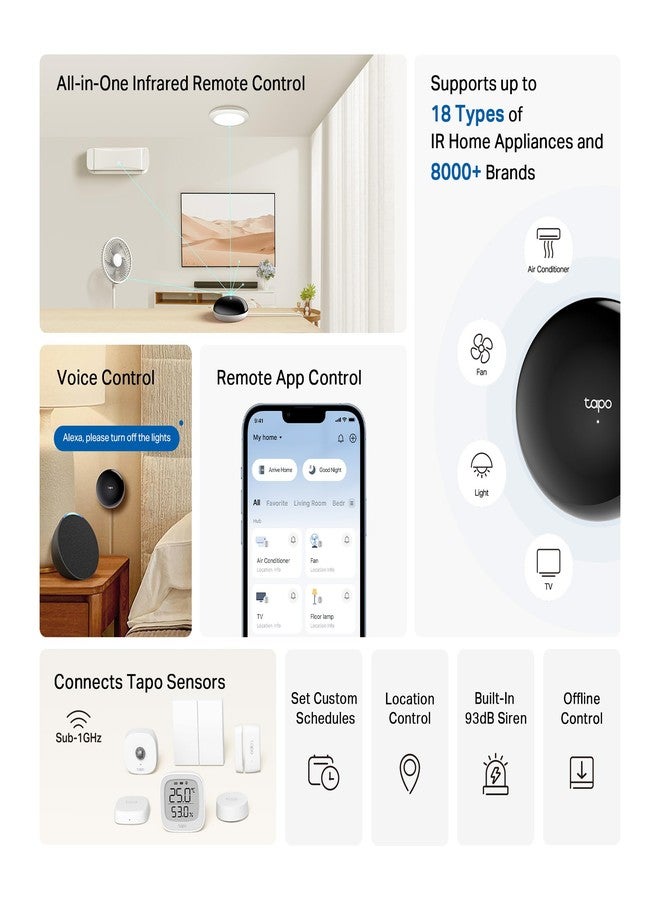tapo TP-Link Tapo Smart IR and IoT Hub, Matter-Certified Connection Center for IR Appliances and Sensors, Requires 2.4 GHz Wi-Fi, Reliable Long Range Connections (Tapo H110) - Image 2