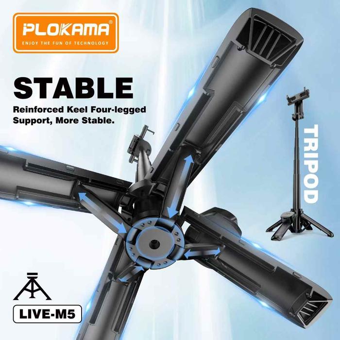 PLOKAMA عصا سيلفي ميني PLOKAMA M5 مع مقبض قابل للتمديد وحامل ثلاثي - Image 5