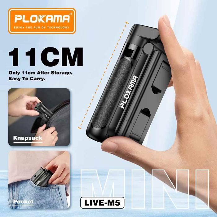 PLOKAMA عصا سيلفي ميني PLOKAMA M5 مع مقبض قابل للتمديد وحامل ثلاثي - Image 1