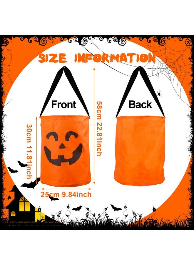 CCINEE CCINEE 3 Pcs LED Light Halloween Candy Bags for Kids Light Up Multipurpose Halloween Trick or Treat Bucket with Pumpkin Smile Face for Halloween Party Favors Goodie Bags,Orange - Image 2