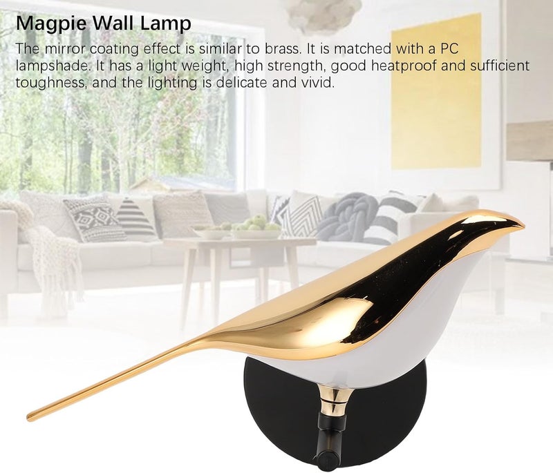 Magpie Wall Lamp LED Bird Sconce Iron PC Lampshade Neutral Light - Adjustable Direction, Eye - Care Warm LED, Decorative Art Lighting for Bedroom Stairway Corridor - Image 2