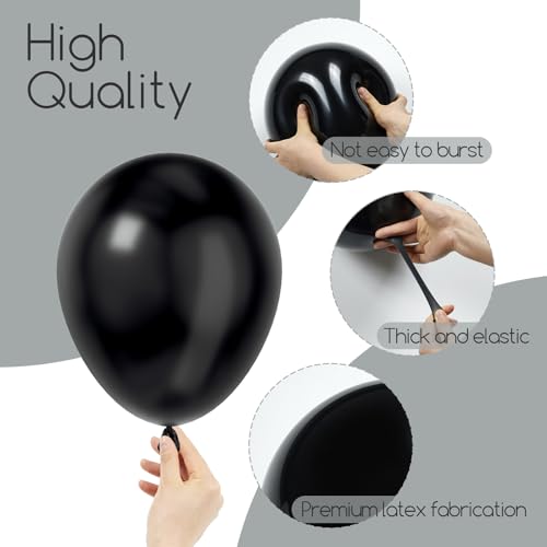 Awenztech 120pcs Black Balloon Arch Kit, 18 12 10 5 inch Black Latex Balloons Different Sizes Balloon Garland for Graduation Halloween Birthday Party Decorations - Image 3