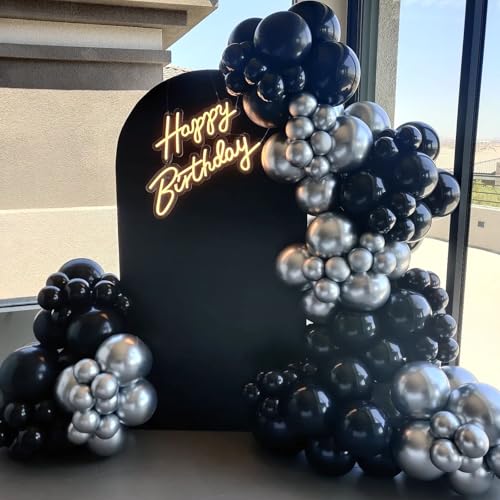 Awenztech 120pcs Black Balloon Arch Kit, 18 12 10 5 inch Black Latex Balloons Different Sizes Balloon Garland for Graduation Halloween Birthday Party Decorations - Image 4
