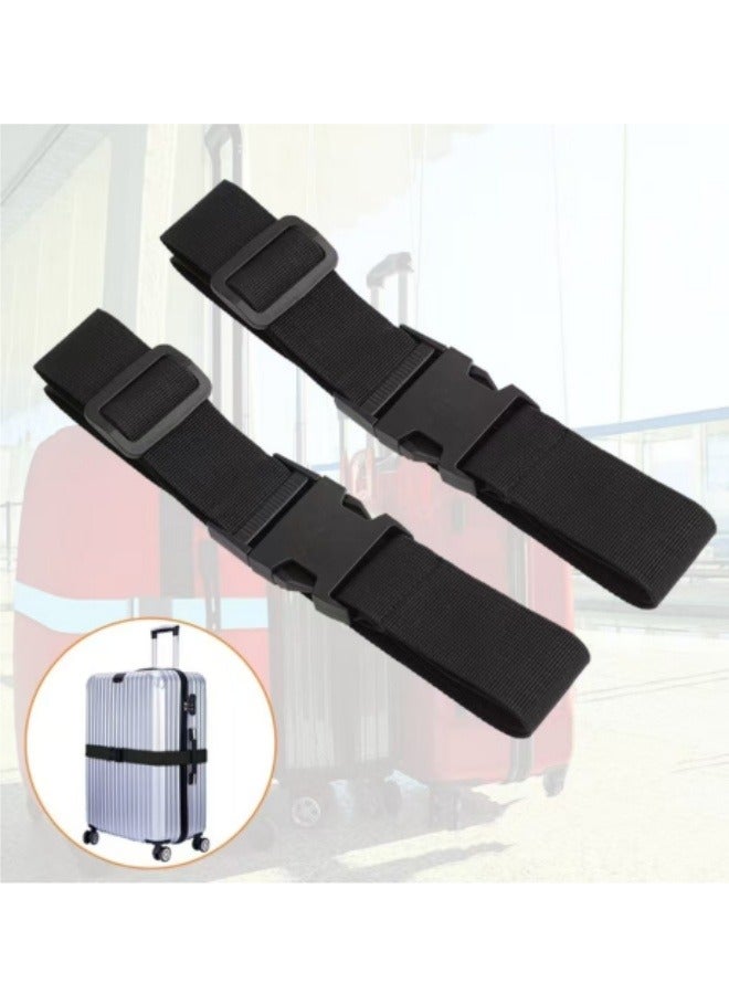2 Pack Luggage Straps Adjustable Buckle Tie Down Backpack Straps Black - Image 1
