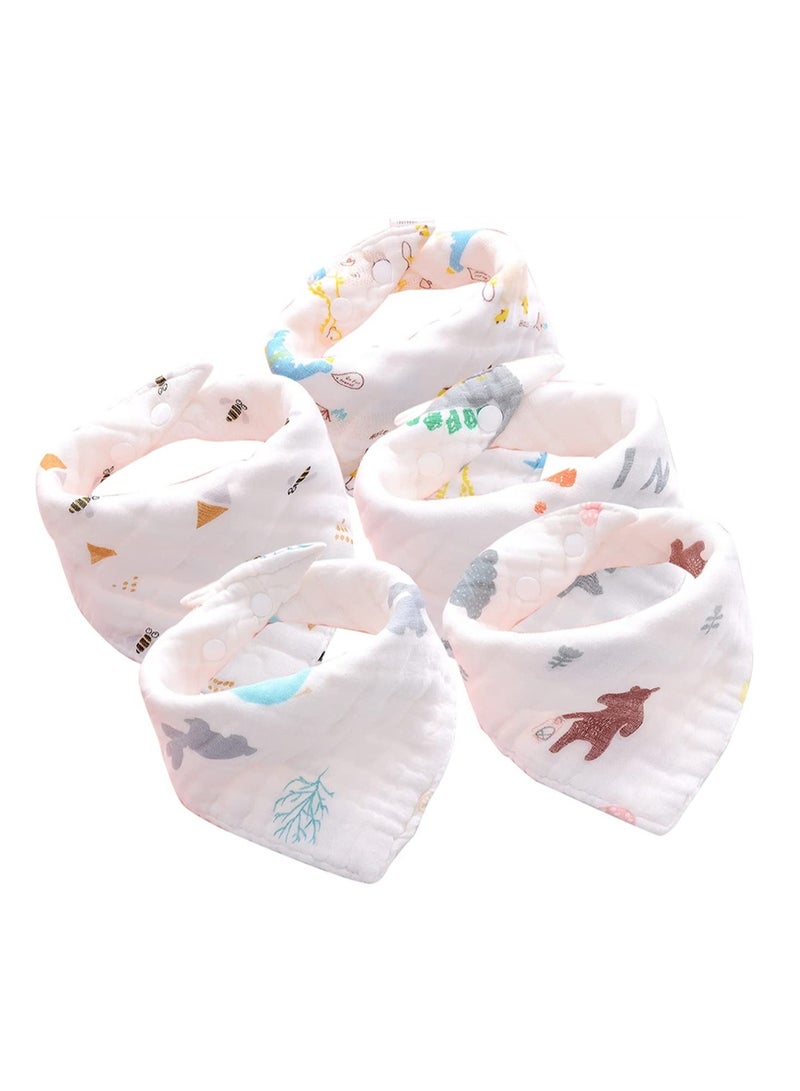 Baby Bandana Drool Bibs Burp Cloths Muslin Soft And Absorbent Uni Teething Triangle Scarf 5 Packs - Image 1
