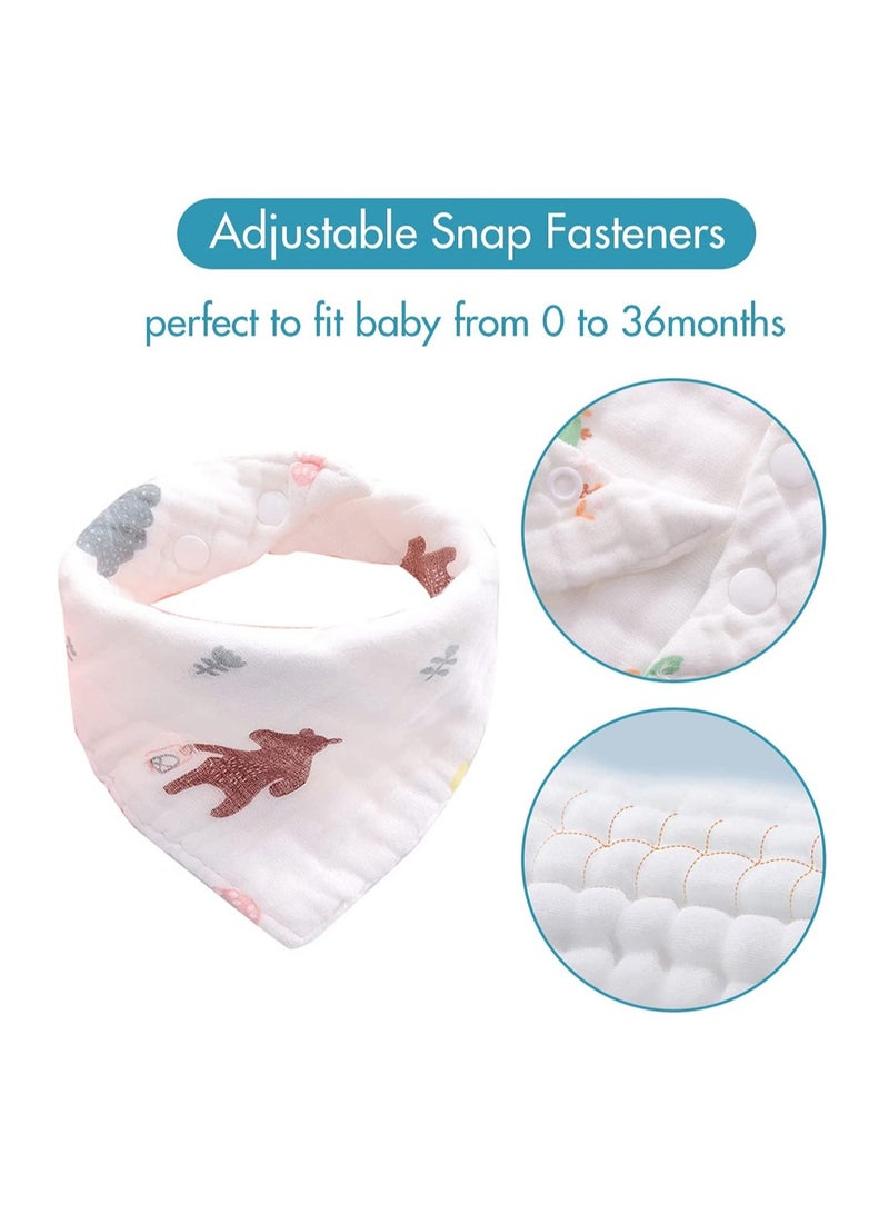 Baby Bandana Drool Bibs Burp Cloths Muslin Soft And Absorbent Uni Teething Triangle Scarf 5 Packs - Image 5