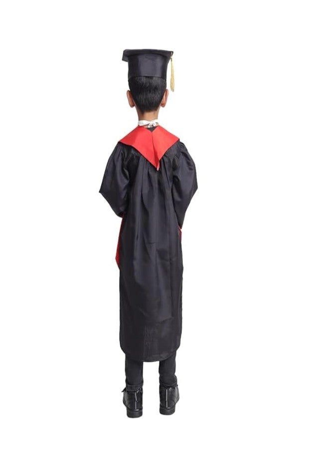 Desi Andaaz Kids Convocation Dress Graduation Gown and Cap Set | Breathable Polyester | Ideal for School, Nursery & Kindergarten Graduation(Black With Red Sash)(2-3 Y) - Image 4