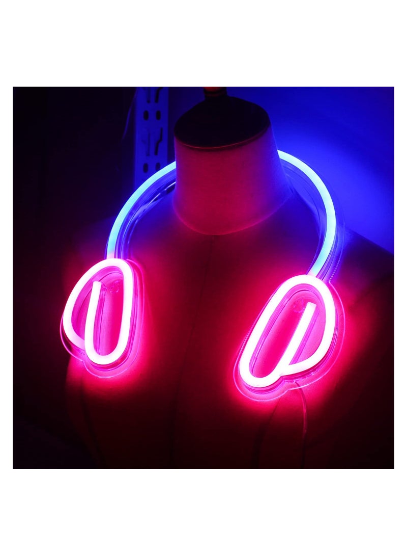 Headset Neon Sign, SYOSI Gaming Headset Neon Light Sign Cute Neon Light for Gaming Room Accessories, Boys Bedroom, Childrens' Day or Birthday Gift (Blue and Pink)  - Image 5