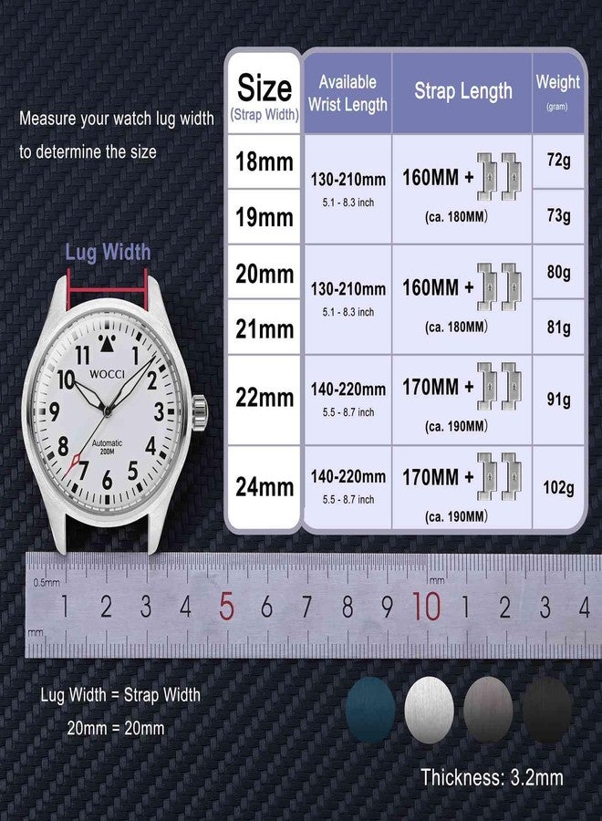 WOCCI Heavy Duty Metal Watch Strap, 316L Stainless Steel Replacement Straps, Deployant Clasp, 18mm 20mm 22mm 24mm, 22mm, Metal, No Gemstone - Image 5
