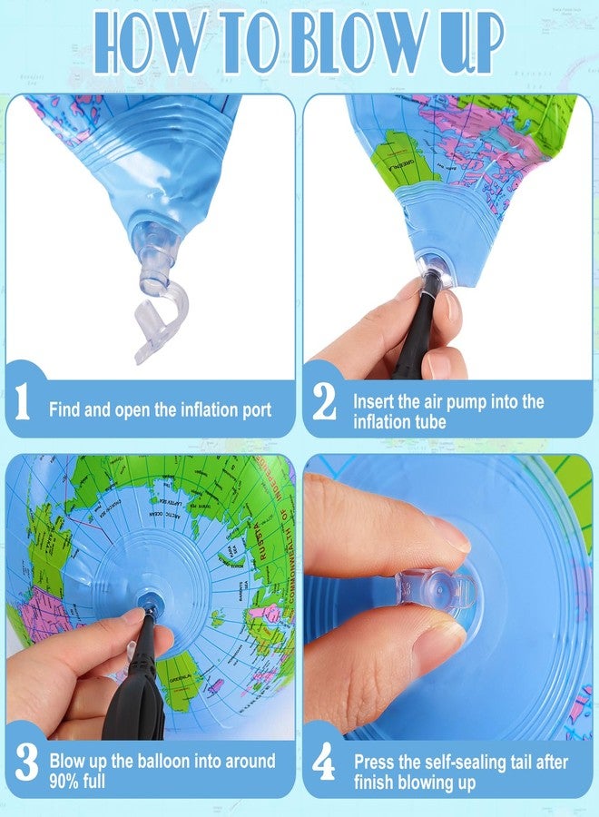 YOTHORN 2 Pcs 16 Inch Inflatable Globe,Blow up World Globe Beach Ball,Inflatable Earth Beach Ball for Beach Playing or Teaching,Party Bags,Summer Pool Party,PVC Material - Image 5