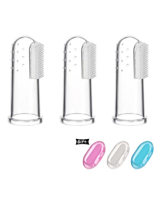 3Pcs Baby Finger Toothbrush for Training Teething, Infant & Toddles & Lids Teeth Brush, Soft Babies Toothbrushes Oral Cleaning Massager to Train Your Child Healthy Oral Habits - Image 1