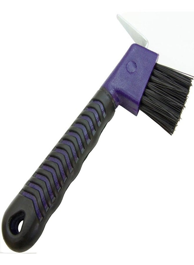 Intrepid International Rubber Handle Hoof Pick with Brush, Purple