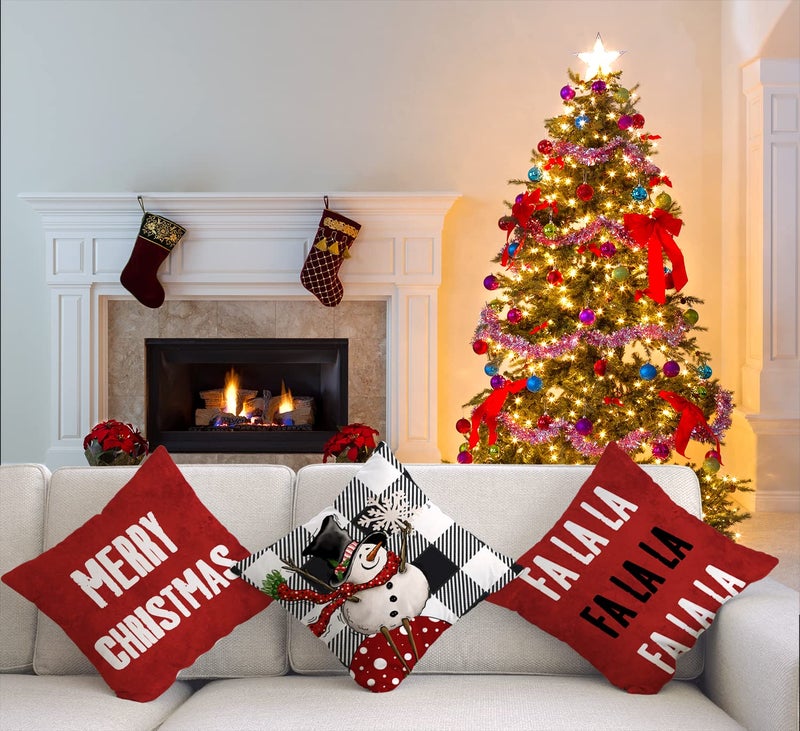 آرت ماج Artmag Christmas Decortations Coverings Covers 22x22 مجموعة من 4 مزرعة مزرعة Gnome Snowman Merry Christmy Pillow Cover Cover Comples Slipcovers for Couch Sofa Decorations - Image 2