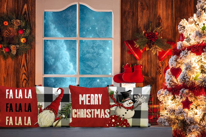 آرت ماج Artmag Christmas Decortations Coverings Covers 22x22 مجموعة من 4 مزرعة مزرعة Gnome Snowman Merry Christmy Pillow Cover Cover Comples Slipcovers for Couch Sofa Decorations - Image 5