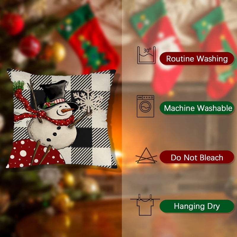 آرت ماج Artmag Christmas Decortations Coverings Covers 22x22 مجموعة من 4 مزرعة مزرعة Gnome Snowman Merry Christmy Pillow Cover Cover Comples Slipcovers for Couch Sofa Decorations - Image 4