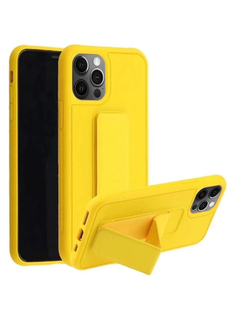 VITION حافظة آيفون 13 برو مع حامل إصبع ومغناطيس سيارة متعددة الوظائف 3 في 1 غلاف خلفي مضاد للصدمات (آيفون 13 برو) أصفر - Image 1