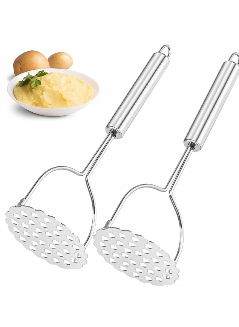 2Pcs Potato Masher Stainless Steel, Heavy Duty Masher Kitchen Tool for Bean, Vegetable, Fruits, Avocado and More, Dishwasher Safe.  - Image 1