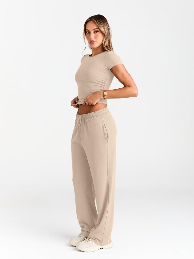 Trendy Queen Womens Petite 2 Two Piece Set 2026 Summer Workout Beach Vacation Cruise Gym Clothes Spring Fashion Lounge Matching Sweatsuit Sweat School Comfy Airport Travel Outfit Athletic Clothing - Image 3