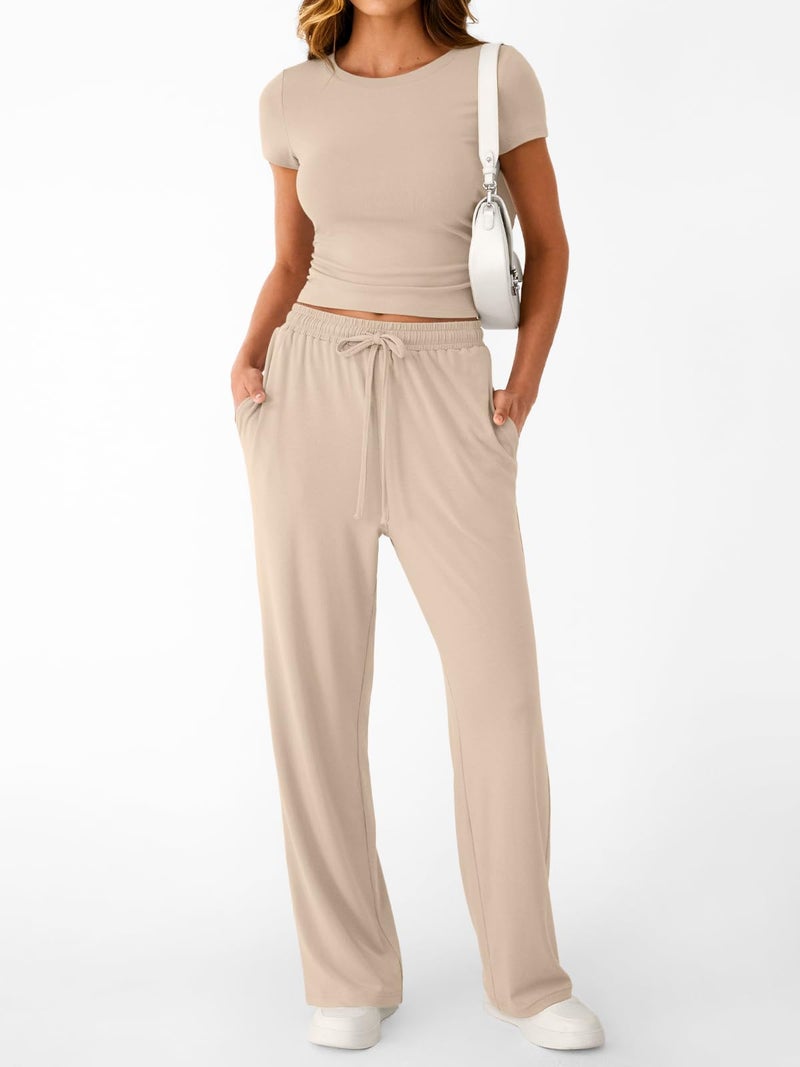 Trendy Queen Womens Petite 2 Two Piece Set 2026 Summer Workout Beach Vacation Cruise Gym Clothes Spring Fashion Lounge Matching Sweatsuit Sweat School Comfy Airport Travel Outfit Athletic Clothing - Image 2