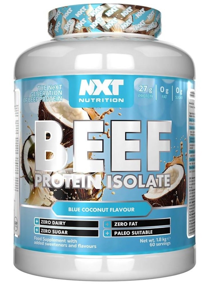 NXT Nutrition Beef Protein Isolate Zero Dairy Blue Coconut Flavour 60 Servings 1800g - Image 1