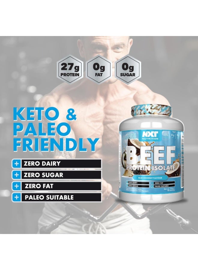 NXT Nutrition Beef Protein Isolate Zero Dairy Blue Coconut Flavour 60 Servings 1800g - Image 3