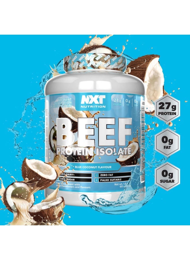 NXT Nutrition Beef Protein Isolate Zero Dairy Blue Coconut Flavour 60 Servings 1800g - Image 2