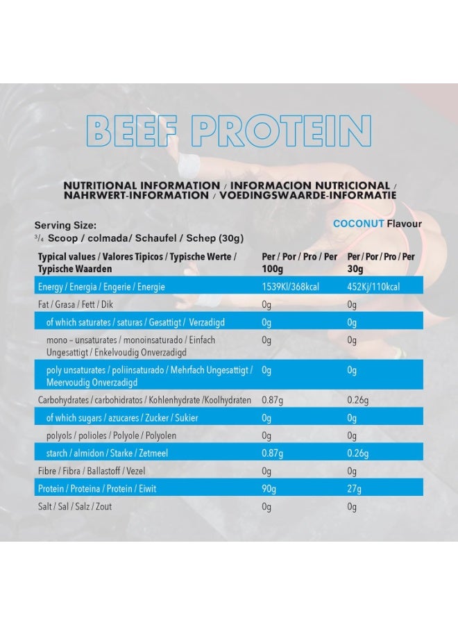 NXT Nutrition Beef Protein Isolate Zero Dairy Blue Coconut Flavour 60 Servings 1800g - Image 4