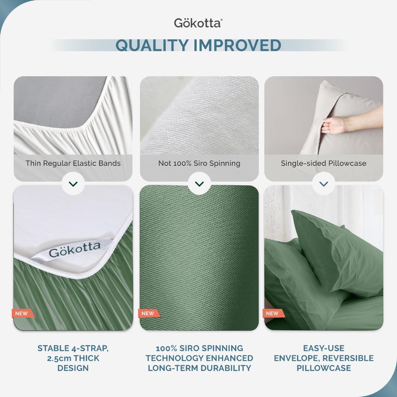 GOKOTTA Full Size Bed Sheets 4 Piece Set  100% Rayon Derived from Bamboo  Cooling for Hot Sleepers-Luxury Breathable Soft Sheets  Deep Pocket 15"" Fitted Sheet with Elastic Corner Straps  Green - Image 4