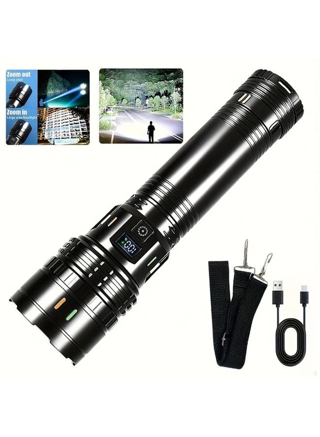 Large Portable Flashlight S 800 Black USB Rechargeable Power Bank With Battery Display For Hiking Survival - Image 3
